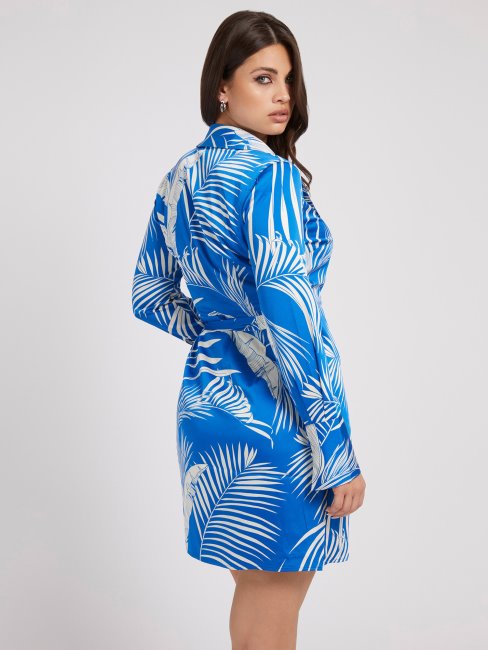 Robe Portefeuille Imprimée Sur L'ensemble Guess Bleu Multi