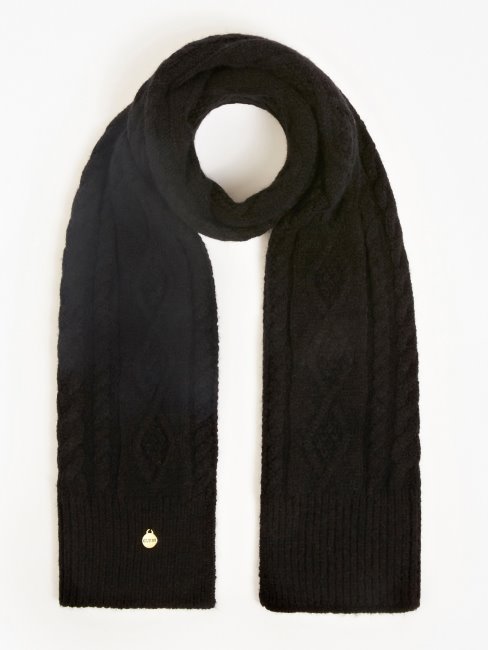 écharpe En Maille Torsadée Noir Guess