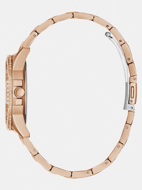 Montre à Cristaux Multifonctions Guess Or Rose