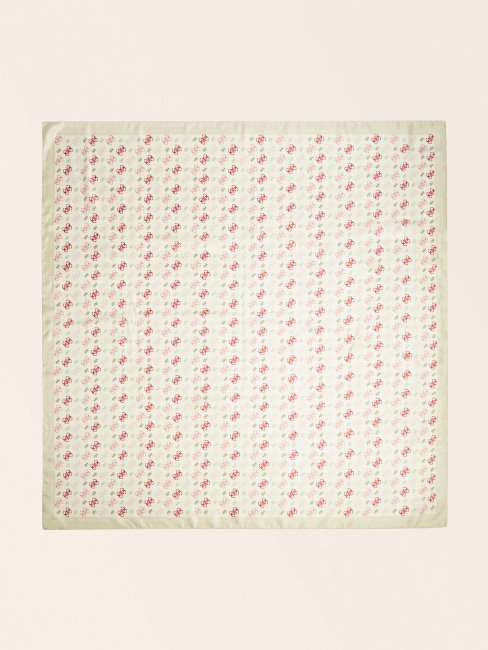 Guess Foulard Blanc En Soie à Imprimé Logo 4g