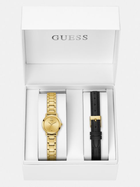 Guess Coffret En Cuir Véritable Et Acier Argent