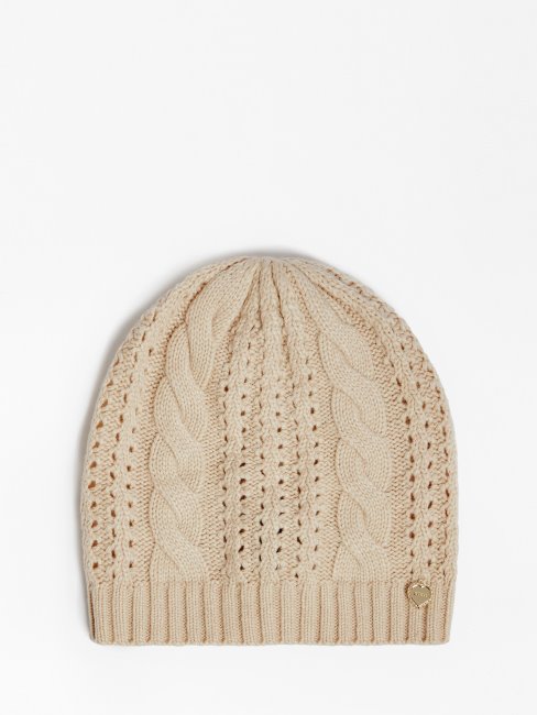 Bonnet Torsadé Crème Guess