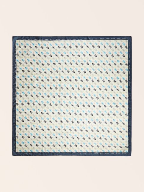 Foulard Bleu En Soie Imprimé Logo Guess 4g