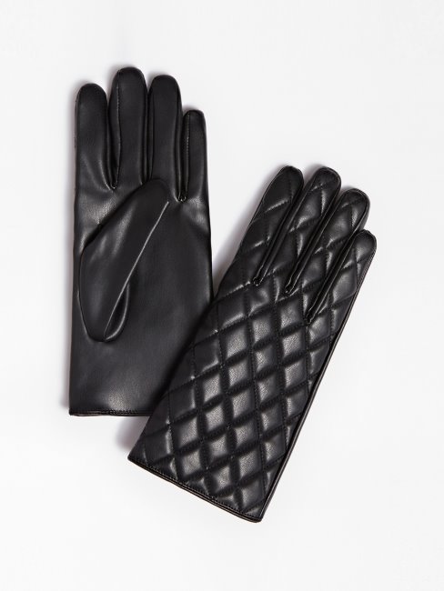 Gants En Maille Matelassée Noire Guess