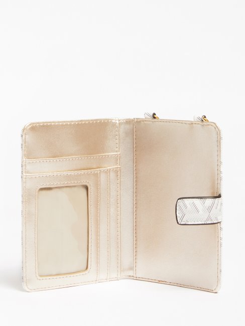 Portefeuille Guess Vikky G Cube Logo Crème