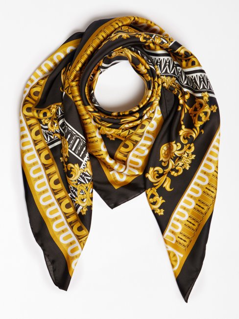 Guess Foulard Baroque Imprimé Noir