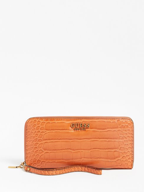 Portefeuille Maxi Marron à Imprimé Croco Guess Laurel