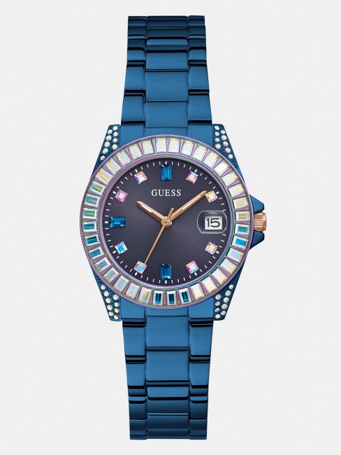 Montre Guess En Cristal Avec Fonction Date Bleu