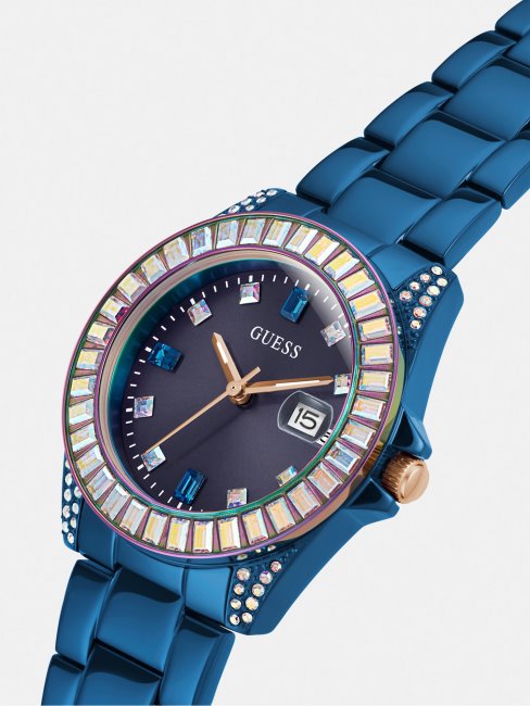 Montre Guess En Cristal Avec Fonction Date Bleu