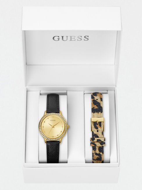 Coffret Montre Guess En Cuir Veritable Argent
