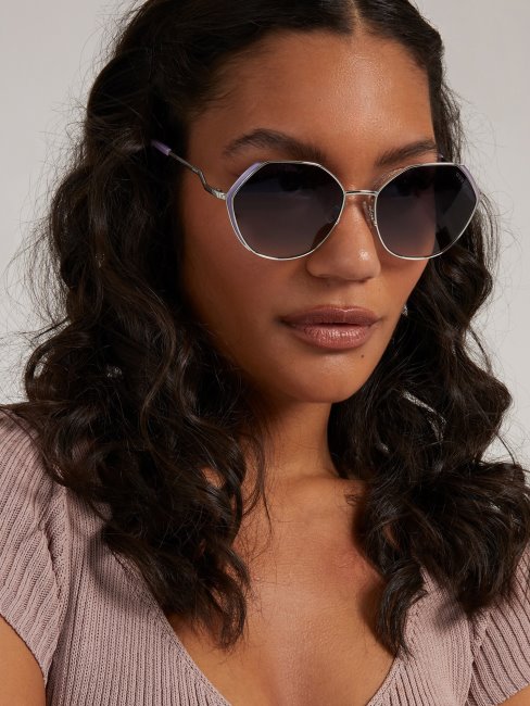 Lunettes De Soleil Géométriques Modèle Guess Argent