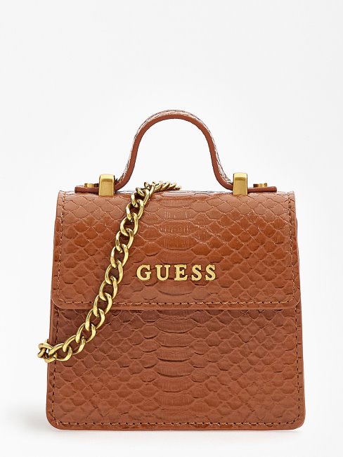 Ceinture Guess Marron à Imprimé Croco Avec Mini Sac