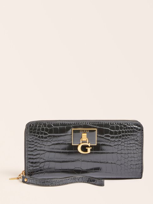 Maxi Portefeuille Imprimé Croco Stephi Noir Guess