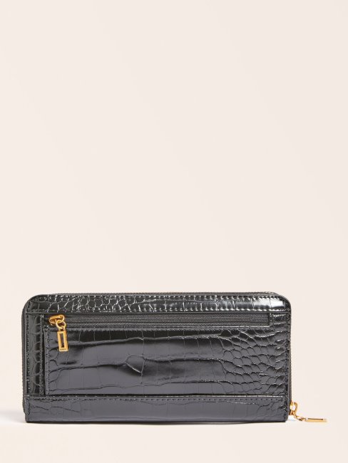 Maxi Portefeuille Imprimé Croco Stephi Noir Guess