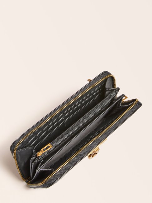 Maxi Portefeuille Imprimé Croco Stephi Noir Guess