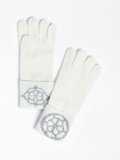 Gants Blancs En Tricot Guess