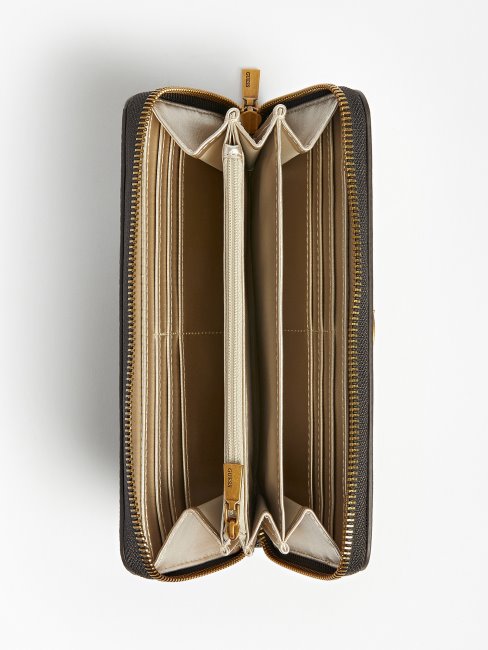 Guess Nell 4g Logo Maxi Portefeuille Marron