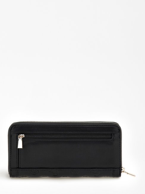 Maxi Portefeuille Noir à Logo Gaufré Guess Abey