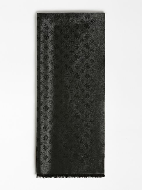 écharpe Noire Logo Pivoine 4g Guess