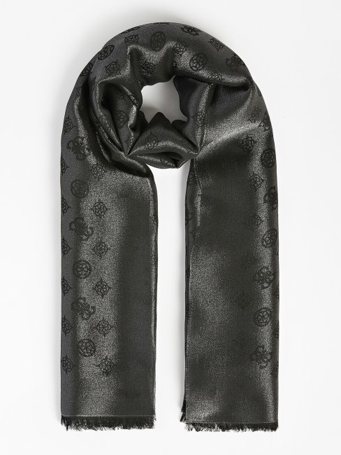 écharpe Noire Logo Pivoine 4g Guess
