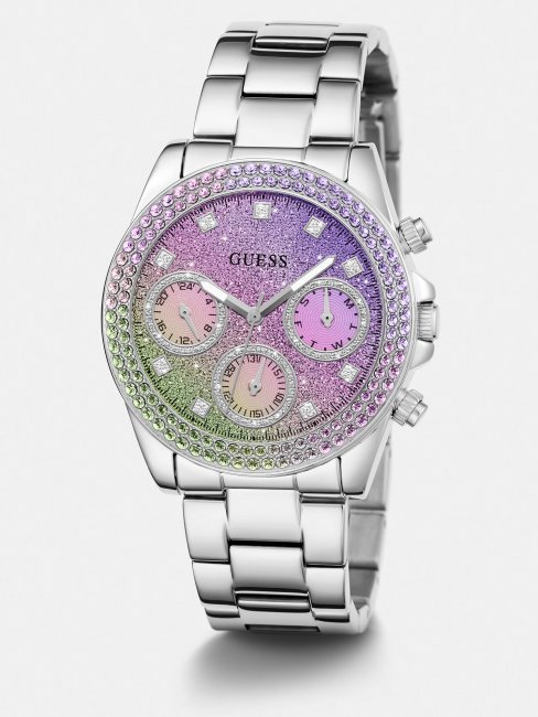Montre à Cristaux Multifonctions Guess Argent