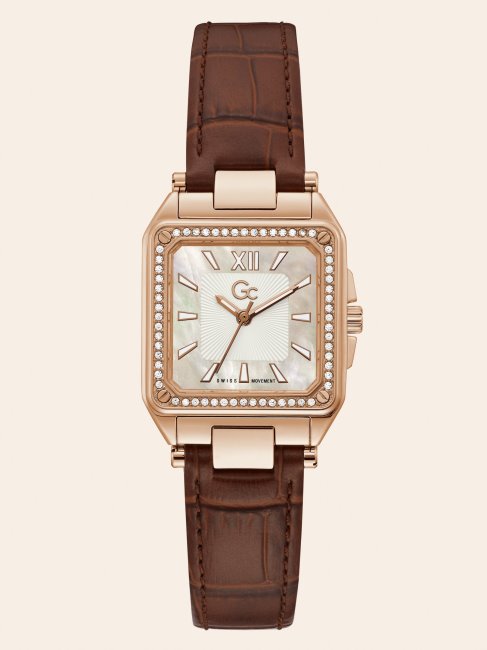 Montre Analogique Guess En Cuir Véritable Or Rose Gc