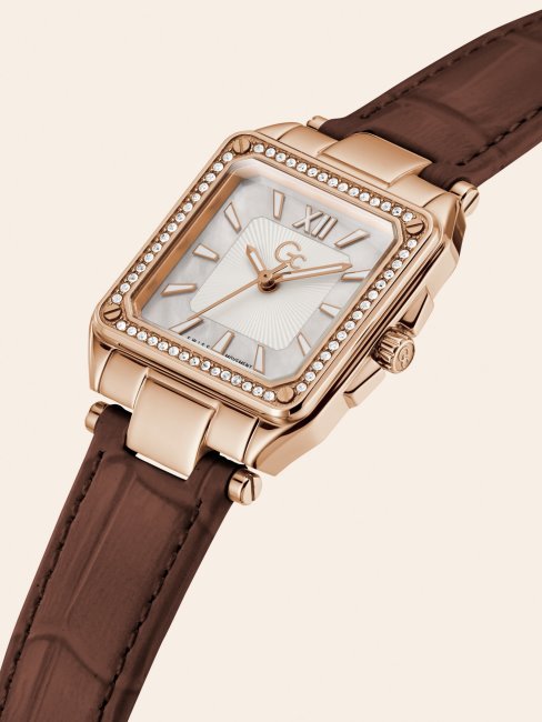Montre Analogique Guess En Cuir Véritable Or Rose Gc