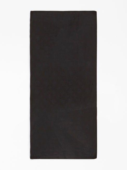 écharpe Noire En Jacquard Logo Pivoine 4g Guess