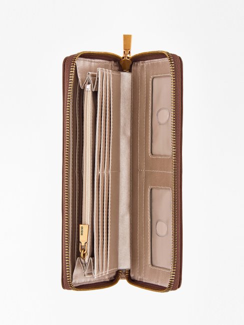 Portefeuille Guess Marron Berta 4g Logo Maxi