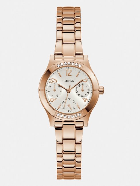 Montre Multifonction Guess En Or Rose Et Cristaux
