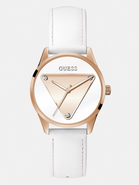 Montre Analogique Bleu Guess En Cuir Véritable