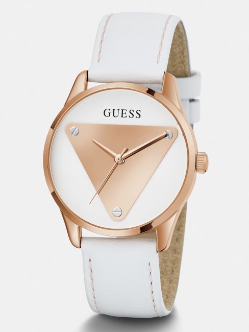 Montre Analogique Bleu Guess En Cuir Véritable