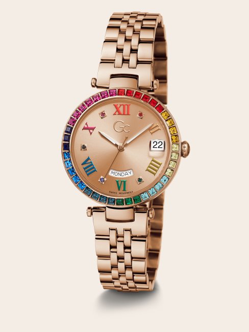 Montre Guess En Acier Gc Ou Rose Avec Fonction Date