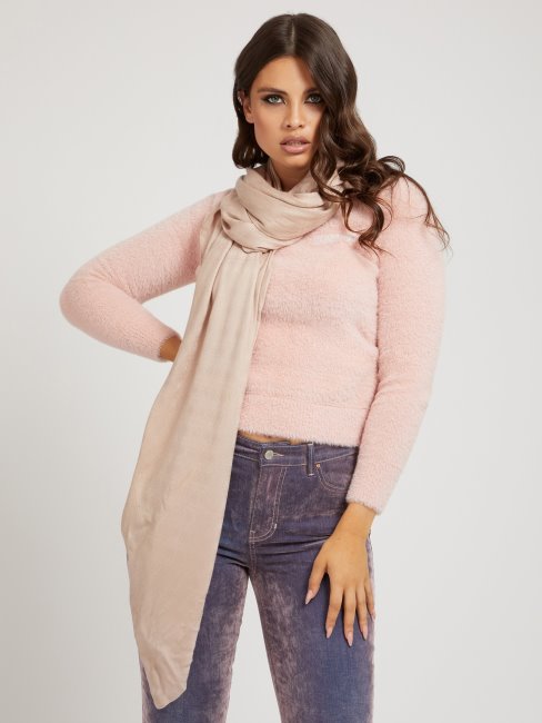 Jacquard Beige Logo 4g Kefiah Guess