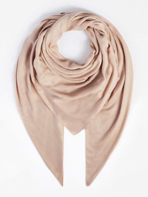 Jacquard Beige Logo 4g Kefiah Guess