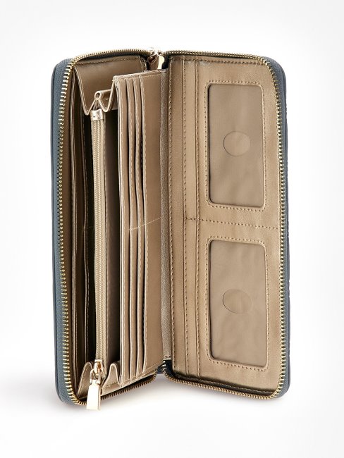 Guess La Femme Portefeuille Maxi Logo En Creux Bleu Clair