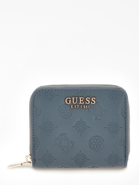 Guess Mini Portefeuille Bleu Clair à Logo Estampé La Femme