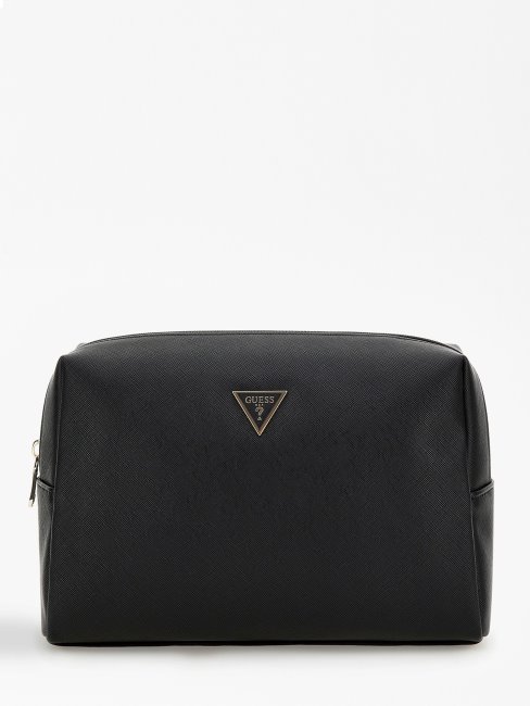 Trousse De Toilette Noire à Logo Saffiano Guess