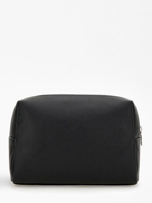 Trousse De Toilette Noire à Logo Saffiano Guess