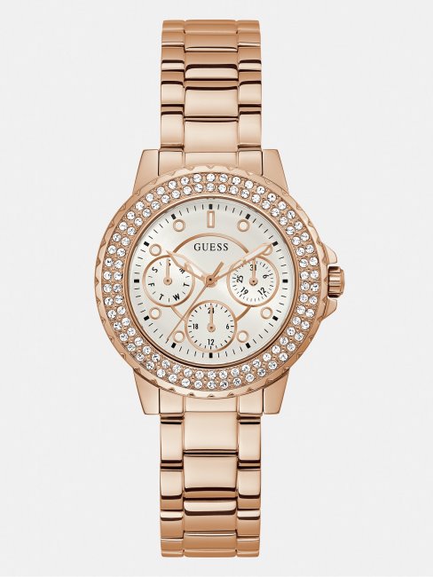 Montre Multifonctions En Cristal D'or Rose Guess