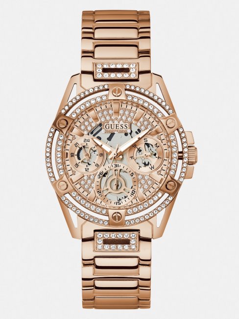Montre à Cristaux Multifonctions Guess En Or Rose