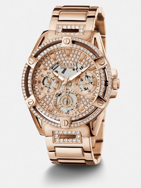 Montre à Cristaux Multifonctions Guess En Or Rose