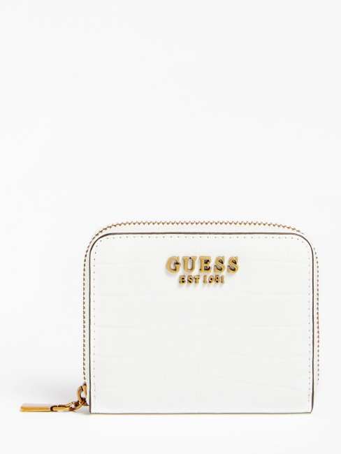 Mini Portefeuille à Imprimé Croco Laurel Blanc Guess
