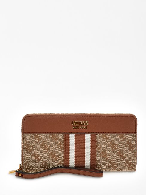 Portefeuille Maxi Katey 4g Logo Marron Guess