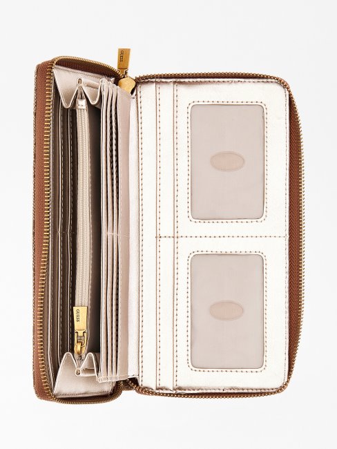 Portefeuille Maxi Katey 4g Logo Marron Guess