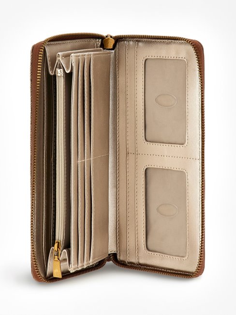 Portefeuille Maxi Katey 4g Logo Marron Guess