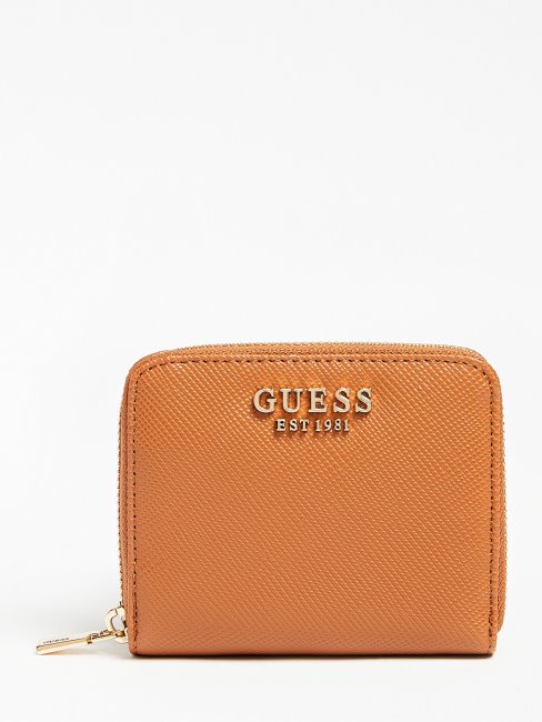 Mini Portefeuille Alexie Saffiano Marron Guess