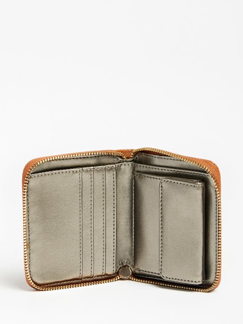 Mini Portefeuille Alexie Saffiano Marron Guess