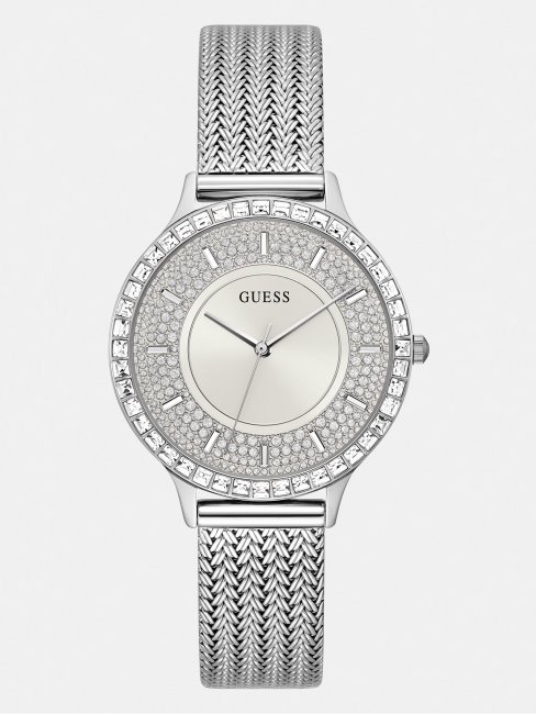 Montre Analogique à Cristaux Argentés Guess