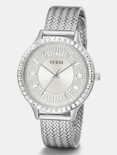 Montre Analogique à Cristaux Argentés Guess